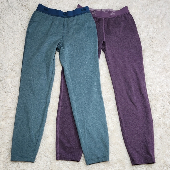REI Co-op Midweight Base Layer 2 Piece Bottoms In Teal & Purple Girls Small Sz 8 - Picture 2 of 5